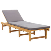 Sun Lounger Dark grey Solid Acacia wood Standard Foldable