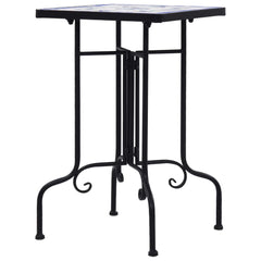 Side Table Blue and White Iron and Ceramic Small Durable