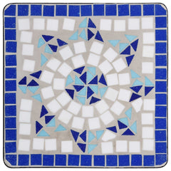 Side Table Blue and White Iron and Ceramic Small Durable
