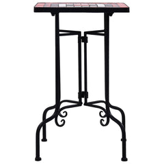 Side Table Terracotta and White Iron Small Decorative Inlays
