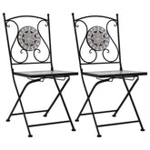 Garden Chair Set of 2 Grey Powder-coated steel and ceramic
