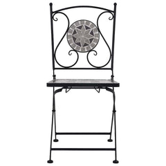 Garden Chair Set of 2 Grey Powder-coated steel and ceramic