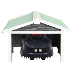 Lawn Mower Garage Gray and White Solid Firwood, Plywood Medium
