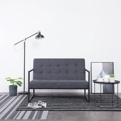Armchair Dark Gray Polyester fabric and steel 2-seater sofa