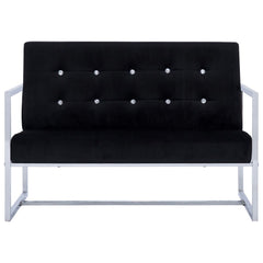 Armchair Black Velvet, Chrome, Wood Standard Durable Loveseat