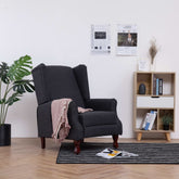 Armchairs Dark gray Polyester, Wooden frame Medium