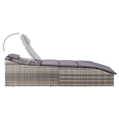 Sunbed Grey rattan and dark grey cushion