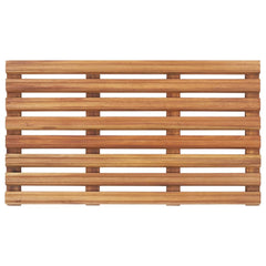 Two rectangular acacia wood bath mats with a slatted design are shown.