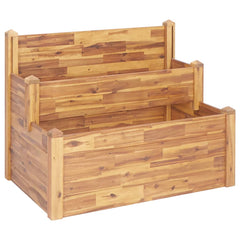 Bostome 2-tier garden planter made of solid acacia wood, 43.3" wide with a rustic finish.