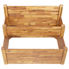 Bostome 2-tier garden planter made of solid acacia wood, 43.3 inches wide, with a rustic finish.