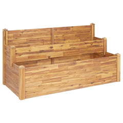 Bostome 2-tier garden planter made of acacia wood with a natural oil finish and open bottom.