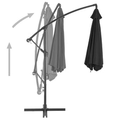 Cantilever Garden Parasol Black Polyester, Metal 118.1 in diameter