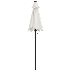 White 78.7-inch tiltable aluminum garden parasol with crank mechanism.