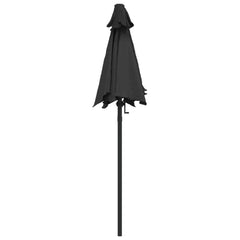 Anthracite garden parasol with 78.7-inch diameter aluminum pole and crank mechanism.