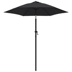 Black tiltable garden parasol with aluminum pole and 78.7-inch canopy.
