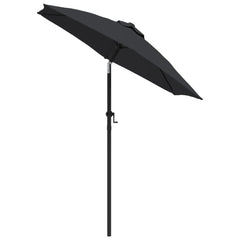 Black tiltable aluminum garden parasol with 78.7-inch diameter canopy.