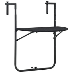 Balcony Table Black Plastic 23.6x25.2x32.9 in Foldable