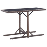 Outdoor Table Brown Poly rattan, powder-coated steel, glass Small