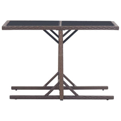 Outdoor Table Brown Poly rattan, powder-coated steel, glass Small