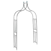 Dark green powder-coated iron garden arch measuring 47.2 by 15 by 101.6 inches.