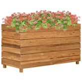 Raised Bed Natural Wood Recycled Teak Wood and Steel Medium