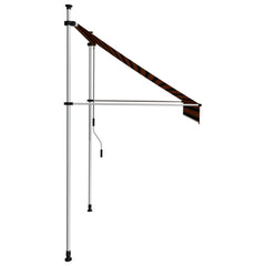 Manual retractable awning in orange brown, 78.7 inches wide, with steel frame and crank.