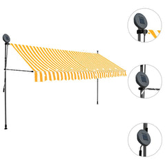 Retractable Awning White and Orange Polyester with PU coating