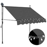Anthracite manual retractable awning with solar LED lights, 59.1 inches wide.