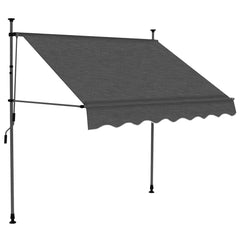 Anthracite manual retractable awning with LED lights, 59.1 inches wide, on steel frame.