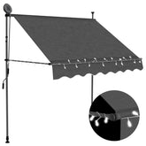 Anthracite manual retractable awning with LED lights, 78.7 inches wide, extended on steel frame.