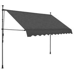 Anthracite manual retractable awning with LED lights, 98.4 inches wide, on steel frame.