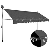 Bostome manual retractable awning in anthracite with LED lights, 157.5 inches wide.