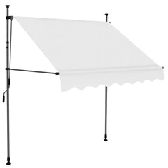 Cream manual retractable awning with LED lights, 39.4-inch width, on steel frame.