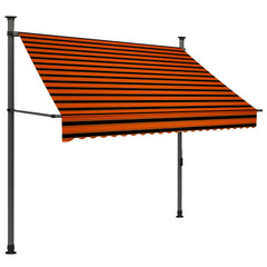 Bostome manual retractable awning in orange and brown with LED lights, 78.7 inches wide.