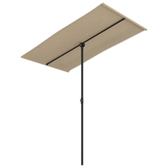 Taupe rectangular garden parasol with black aluminum pole, 70.9x43.3 inches.
