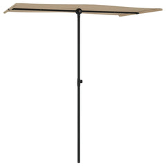 Taupe rectangular garden parasol with black aluminum pole, 70.9x43.3 inches.