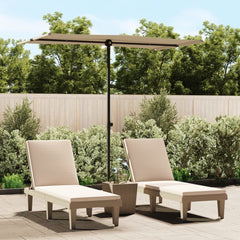 Taupe garden parasol with aluminum pole and adjustable rectangular canopy 70.9x43.3 inches.