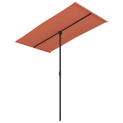 Terracotta garden parasol with aluminum pole, 70.9x43.3 inches.