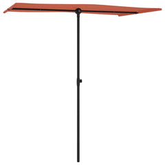 Terracotta garden parasol with aluminum pole, 70.9x43.3 inches.