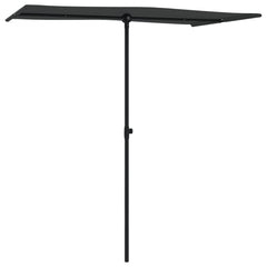 Garden Parasol Black Polyester, Aluminum Medium Height-Adjustable