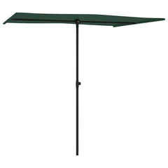 Green rectangular garden parasol with aluminum pole, 6.6'x4.9' canopy.