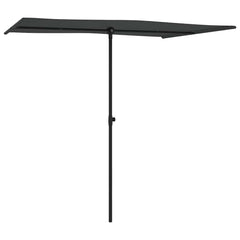 Anthracite garden parasol with aluminum pole, measuring 6.6 feet by 4.9 feet.