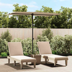 Taupe 6.6'x4.9' garden parasol with aluminum pole, providing shade over beige lounge chairs.