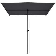 Black rectangular garden parasol with aluminum pole, 6.6 by 4.9 feet.