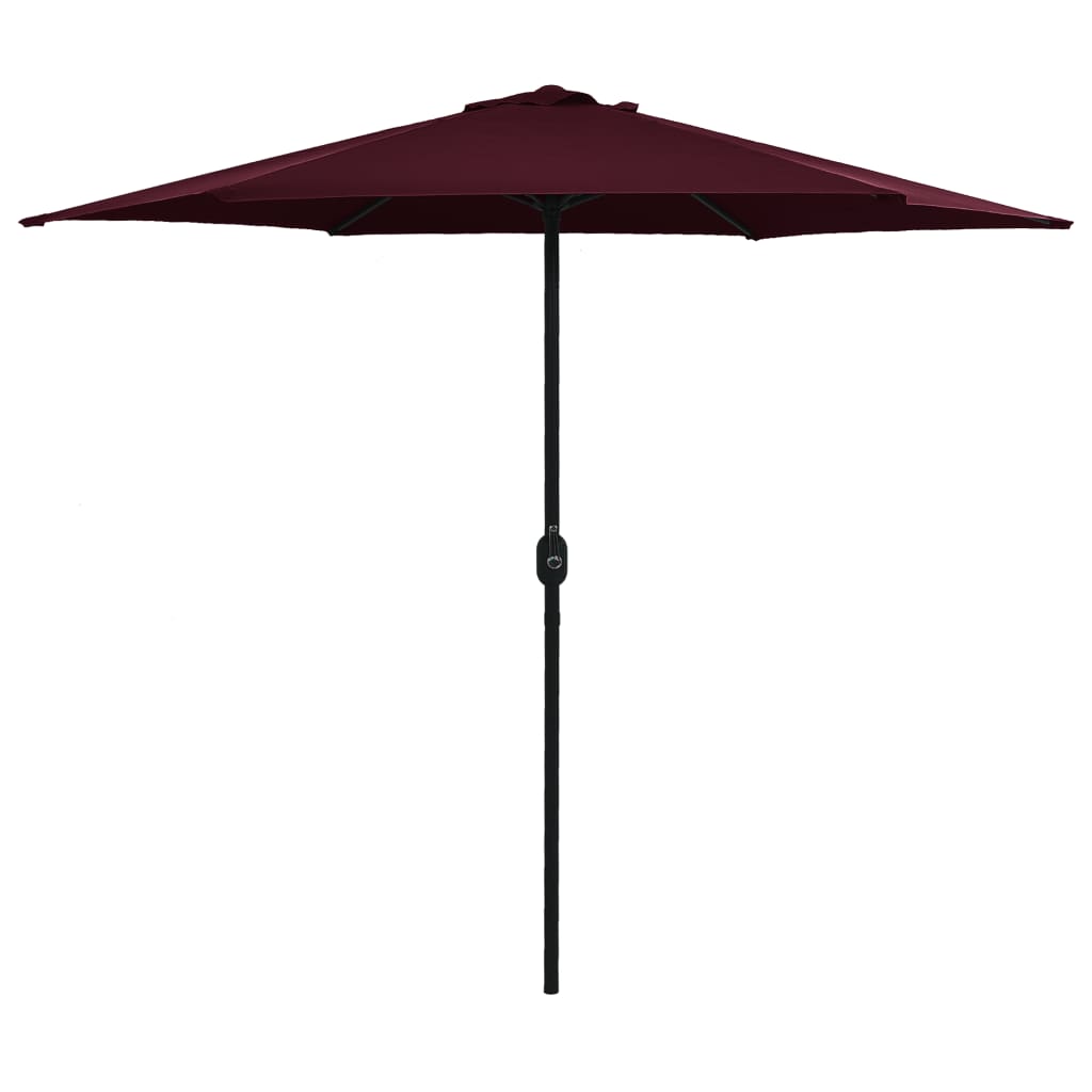 Bordeaux red garden parasol with aluminum pole, 106.3x96.9 inches.