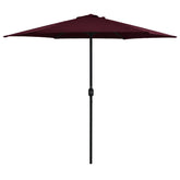 Bordeaux red garden parasol with aluminum pole, 106.3x96.9 inches.