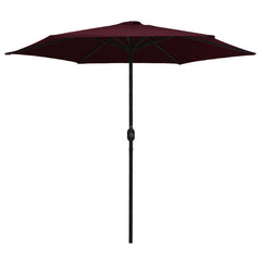 Bordeaux red garden parasol with aluminum pole and crank lift, 106.3-inch canopy.