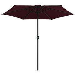 Bordeaux red garden parasol with aluminum pole, 106.3x96.9 inches.