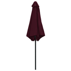 Bordeaux red garden parasol with aluminum pole, 106.3x96.9 inches.