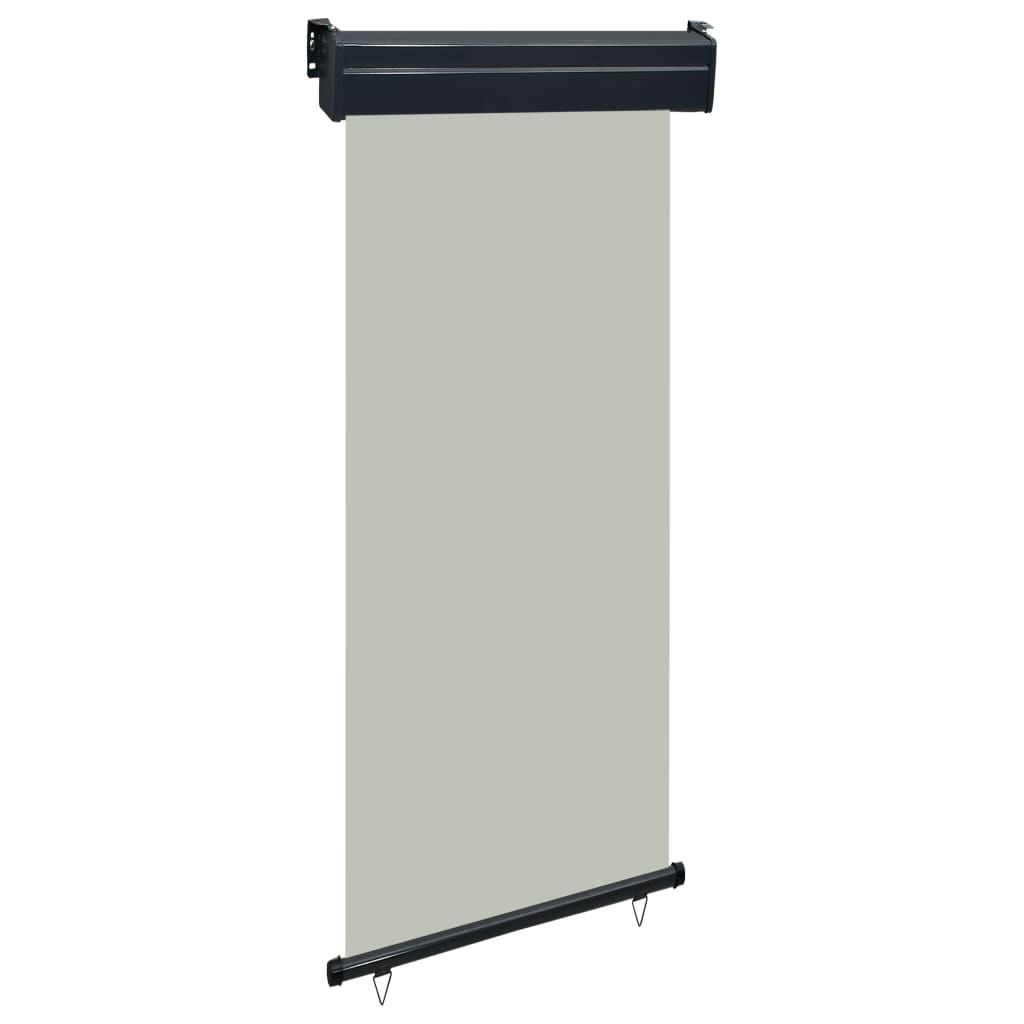 Gray balcony side awning with black frame, 33.5x98.4 inches, UV-resistant.